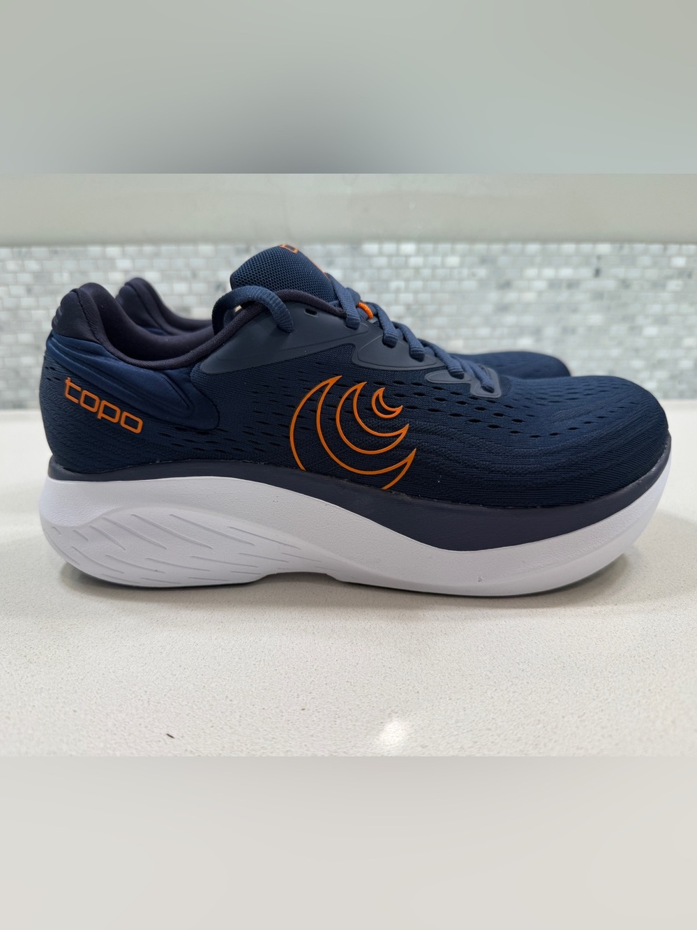 Topo Navy and Orange Men's Athletic Running Shoes
